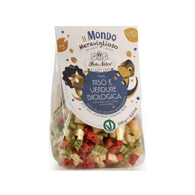 Organska bezglutenska, vegan testenina (tricolor dinosaurus) od pirinča, spanaća i cvekle 250g